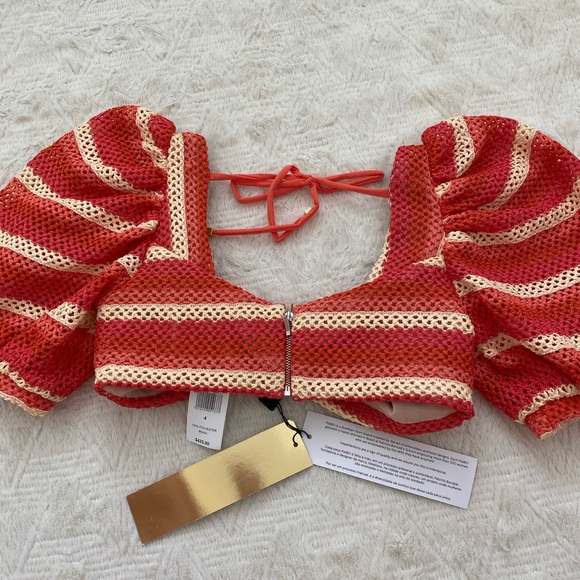 NWT PATBO orange striped crochet top - Picture 4 of 5